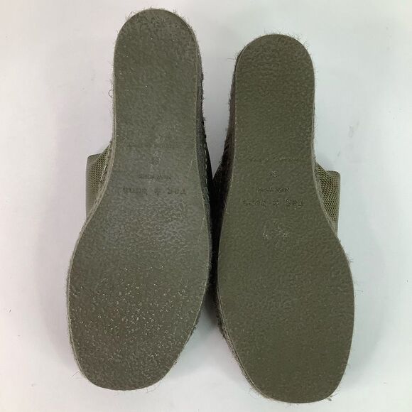 Rag & Bone Viv Espadrille Safari Khaki Micro Croco Leather Mule Sandals Sz 8/38 - Picture 6 of 11